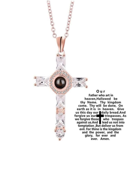 Cross Projection Necklace Crystal Cross Lord's Prayer Cross